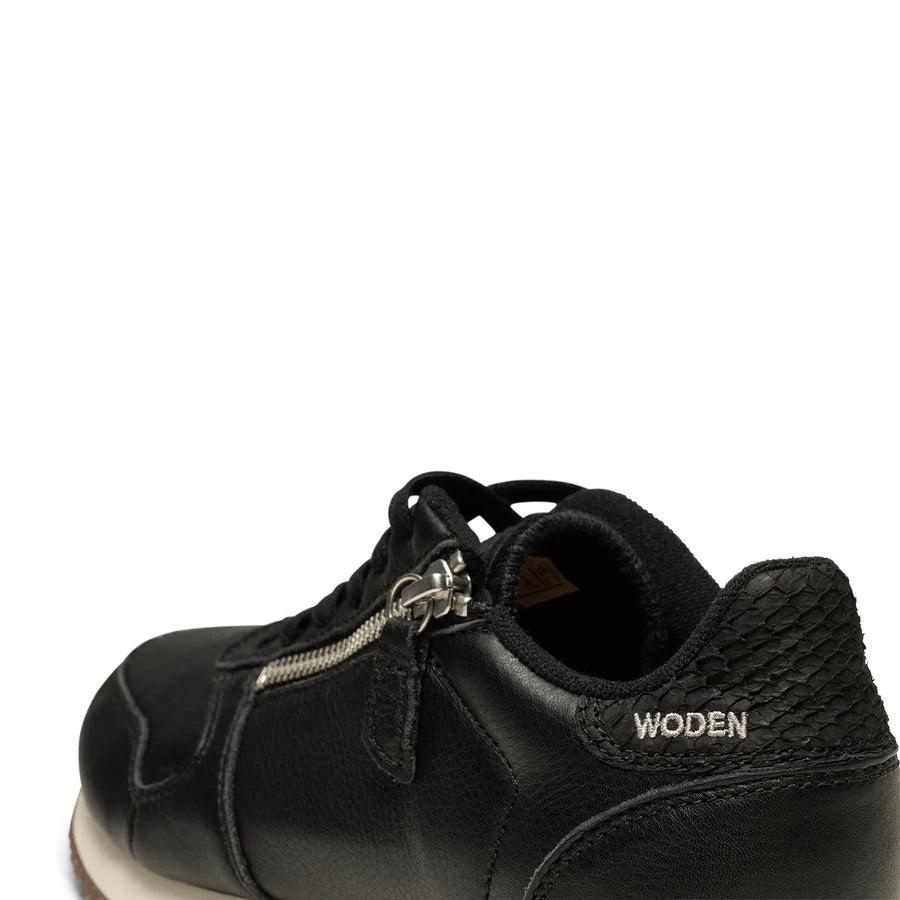 Ydun Zipper Leather By Woden - Black