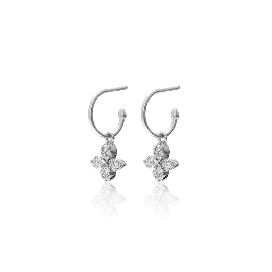 Flora Hoop Earrings by Silk and Steel - Silver/CZ