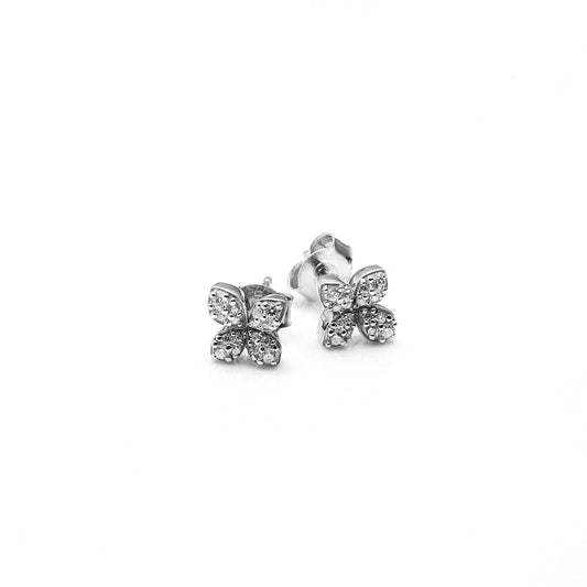 Flora Stud Earrings By Silk & Steel - Silver/CZ